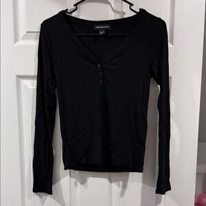 Streetwear Society Black Long Sleeve V-Neck Top